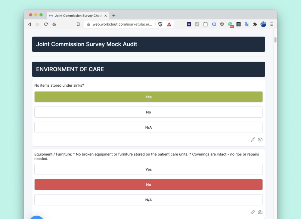 Joint Commission Survey Checklist WorkClout Safety, Audits, Healthcare